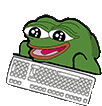 Happy Pepe with Keyboard in front